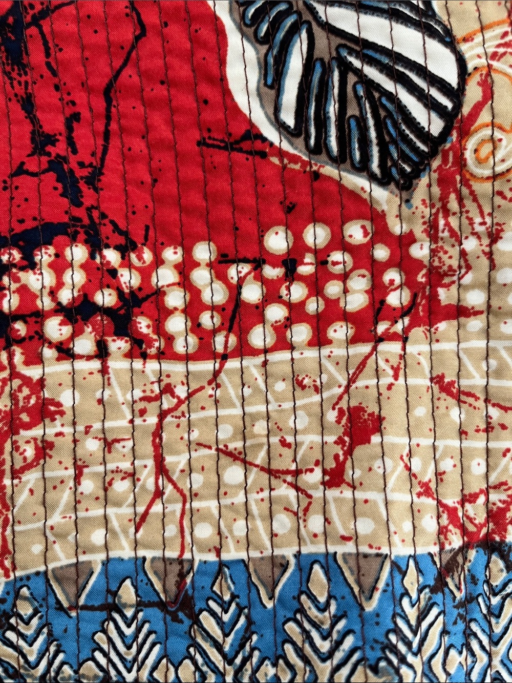 Printed Patchwork Open-Front Jacket - Blue & Red Reversible Small - Picture 5 of 6